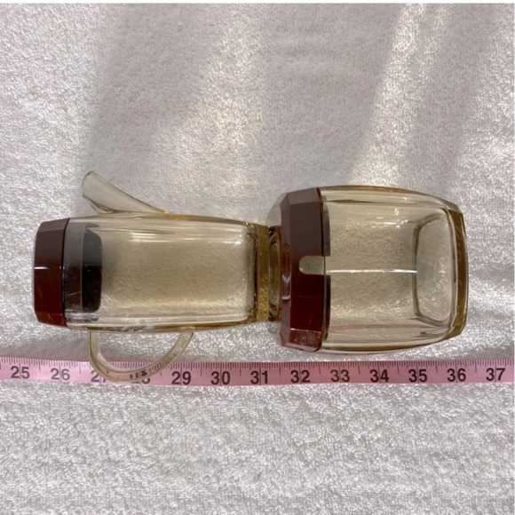 Vintage Brown Thick Hard Plastic Creamer &  Sugar Dish With Lids - Picture 11 of 11